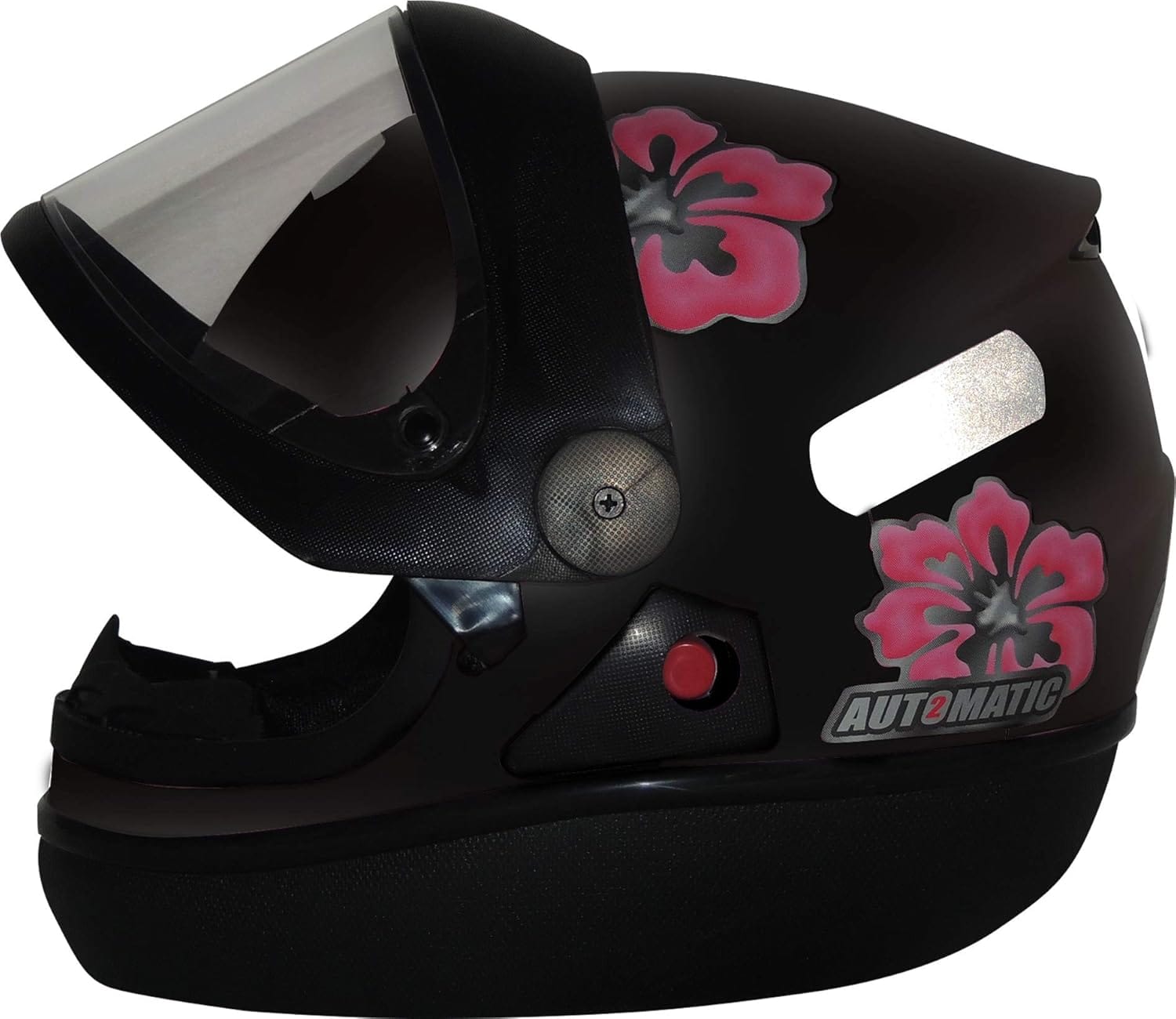 Capacete FW3 Automatic preto femme flores com viseira cristal