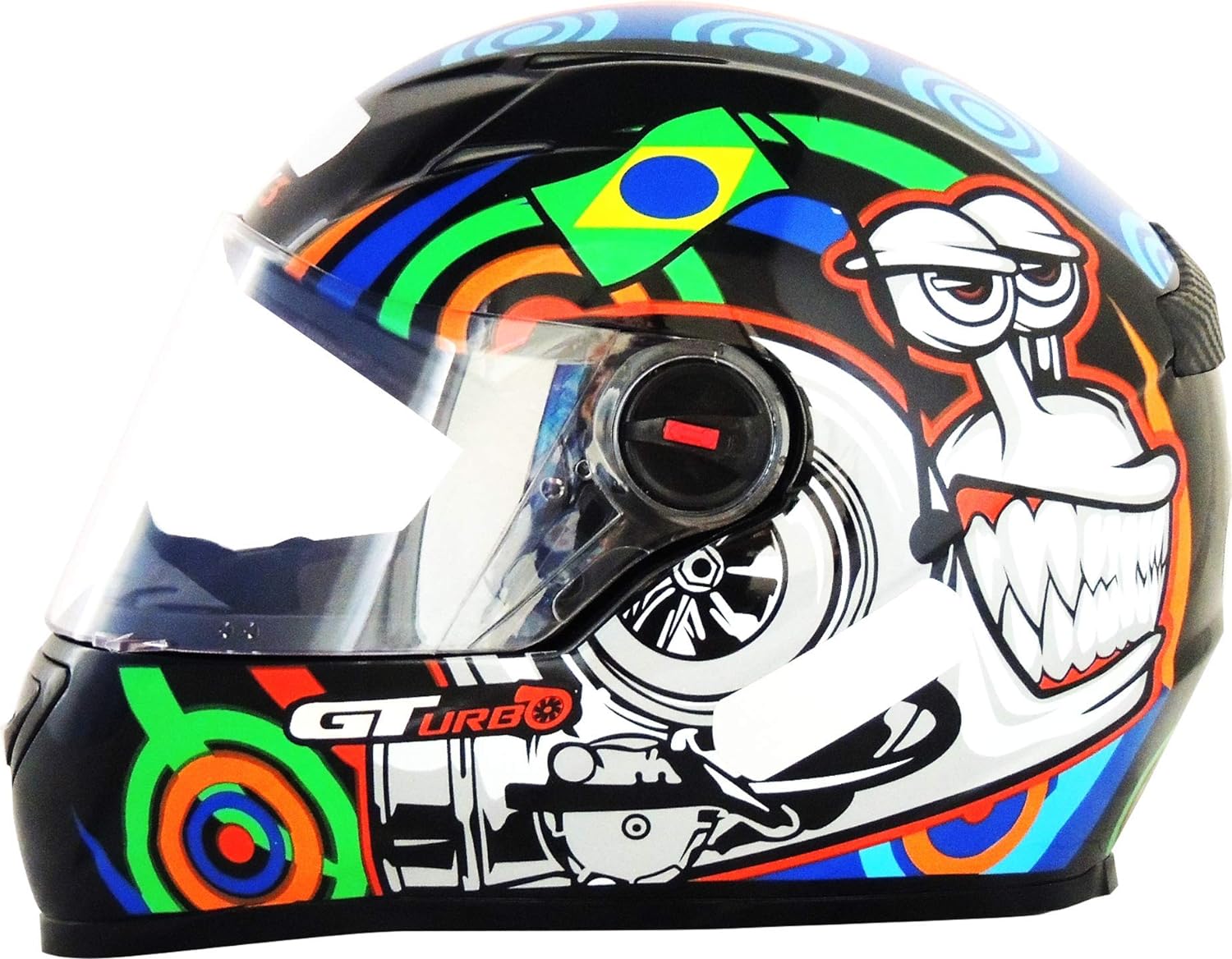 Capacete FW3 GT turbo preto brilhante com viseira cristal