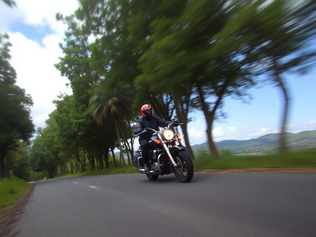 Motoqueiro na estrada