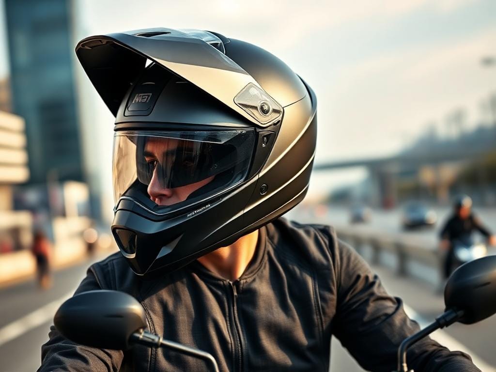 O que é um capacete de moto modular