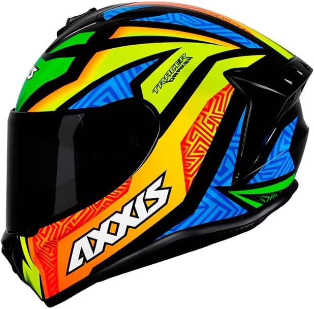 Capacete Axxis Draken Tracer Preto Laranja Azul